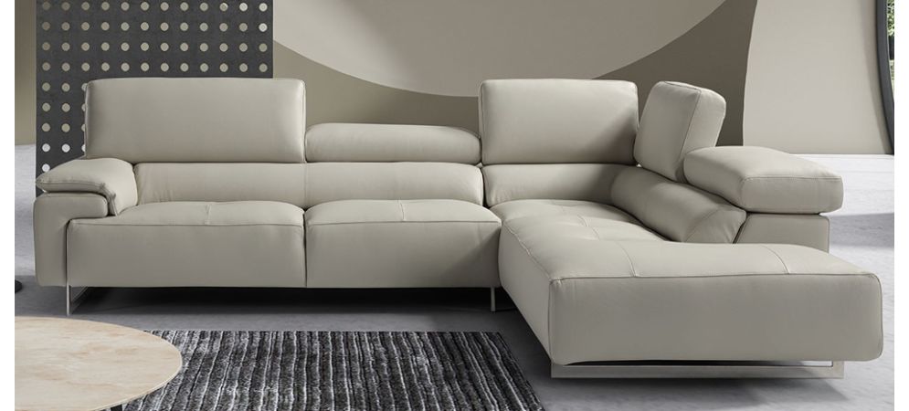 Wish Light Grey Newtrend Italian Semi Aniline Leather Corner Sofa