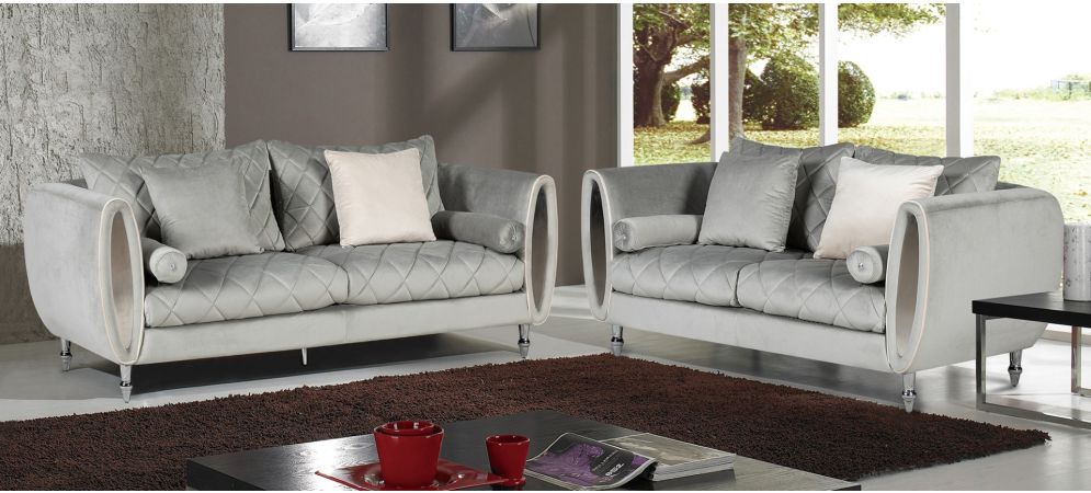 Grey sofa hotsell chrome legs