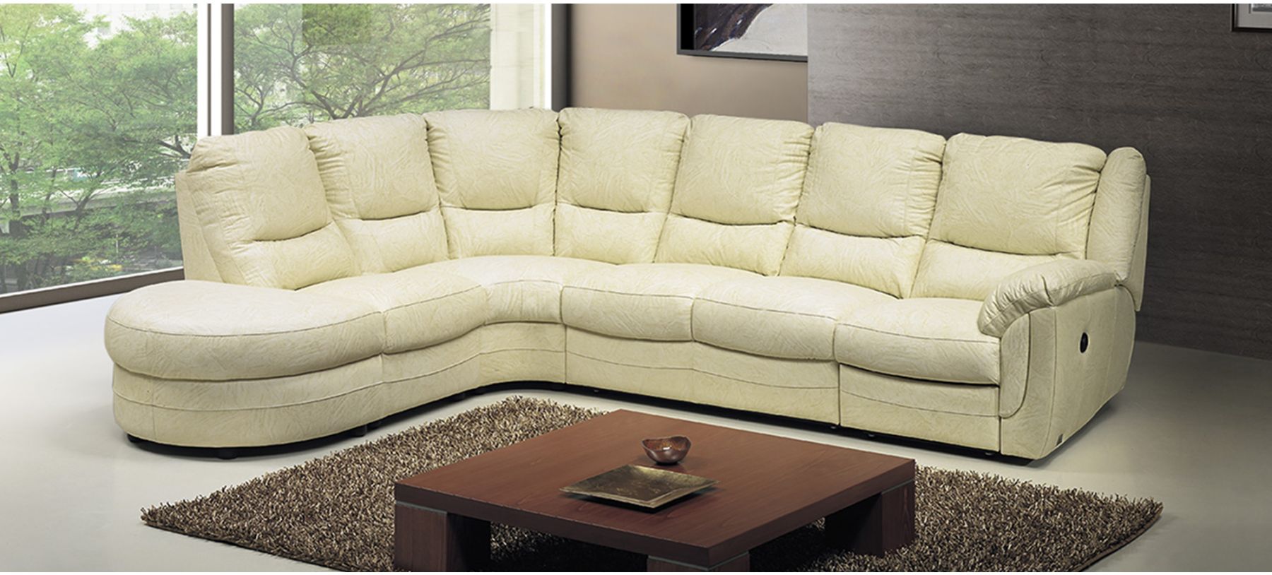 Cream leather corner sofa sale