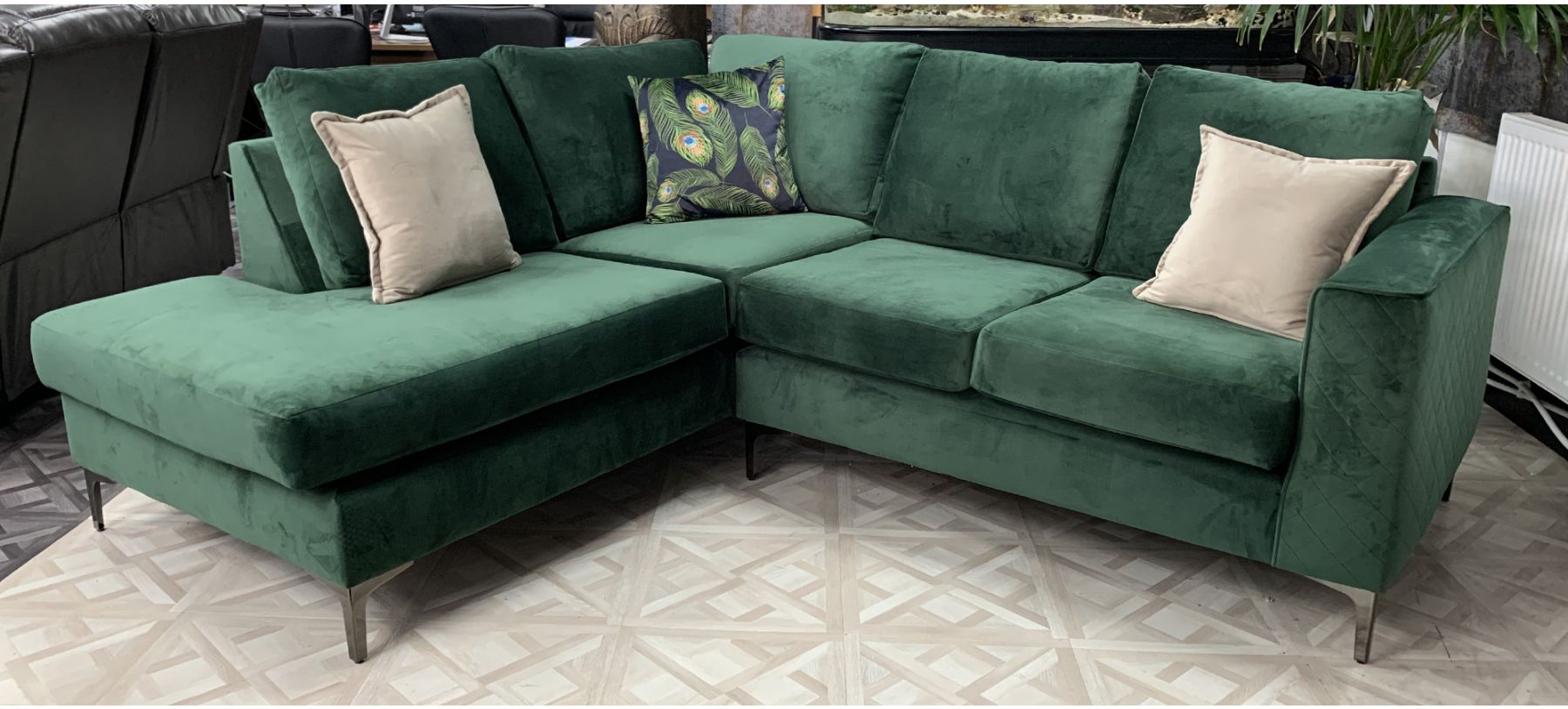 Emerald green sectional sofa discount