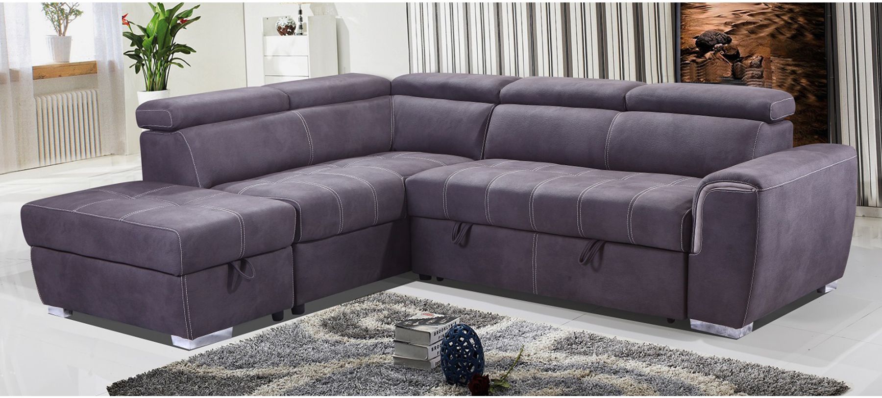 Suede corner hotsell sofa bed