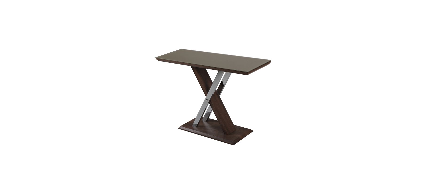 Cuba Console Table Dark Wood effect with Khaki Glass and Chrome Legs