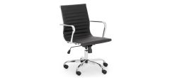 Gio Office Chair - Black & Chrome - Black Faux Leather