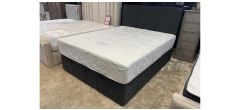 5Ft Linen Charcoal Grey Ottoman Bed Frame And Headboard With Memory Air Mattress And Chrome Legs Ex-Display Showroom Model 50994
