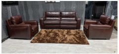 Lucca Burgundy Leather 4 + 1 + 1 Electric Recliners Sisi Italia Semi-Aniline With Wooden Legs Ex-Display Showroom Model 48875