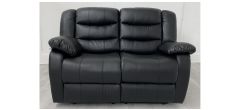Roma Black Bonded Leather Regular Sofa Manual Recliner - Few Scuffs (see images) Ex-Display Showroom Model 50711