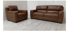 Lucca Tan Leather 3 + 1 Sofa Set Sisi Italia Semi-Aniline With Wooden Legs High Street Furniture Store Cancellation 50718