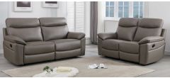 Lago 3 + 2 Grey Corrected Grain Leather Manual Recliners Sofa Set