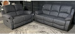 Romareo 3 + 2 Grey Endurance Fabric Manual Recliner Sofa Set - Ex-Display Showroom Model 51023