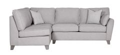 Cantrell LHF Light Grey Fabric Corner Sofa With Wooden Legs Plus Footstool