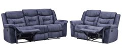 Grace Blue Fabric 3 + 2 Sofa Set Manual Recliners