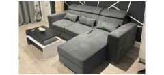 Lukas Grey Right Hand Fabric Corner Sofa Bed With Storage And Chrome Legs