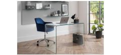 Kahlo Velvet Swivel Office Chair - Blue & Chrome - Blue Velvet