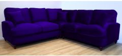 Anne Plush Velvet 2C2 Formal Back Corner Sofa With Ruffled Effect On Arms And Wooden Bun Feet