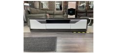 High Gloss White Tv Unit With Grey Brich Veneer And LED Lighting Ex-Display 50928