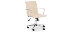 Gio Office Chair - Ivory & Chrome - Ivory Faux Leather