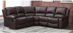Minesota Bonded Leather Manual Reclining Corner Sofa Brown