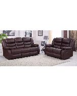 Roman Brown Recliner Leather Sofa Set 3 + 2 Seater Bonded Leather - 6 Weeks Delivery