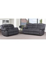 Roman Recliner Leather Sofa Set 3 + 2 Seater Grey Bonded Leather