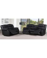 Roman Black Bonded Leather 3 + 2 + 1 Sofa Set Manual Recliner